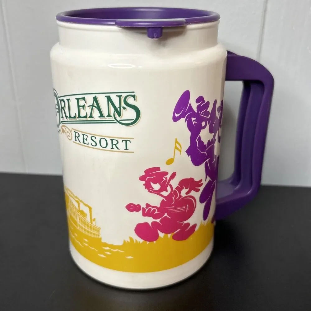 Walt Disney World Port Orleans Resort Mugs Cups Lid Retired Purple Coca Cola